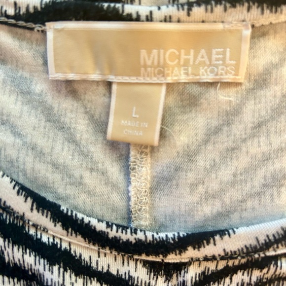 Michael Kors Zebra Print Cold Shoulder Top L - Picture 2 of 3